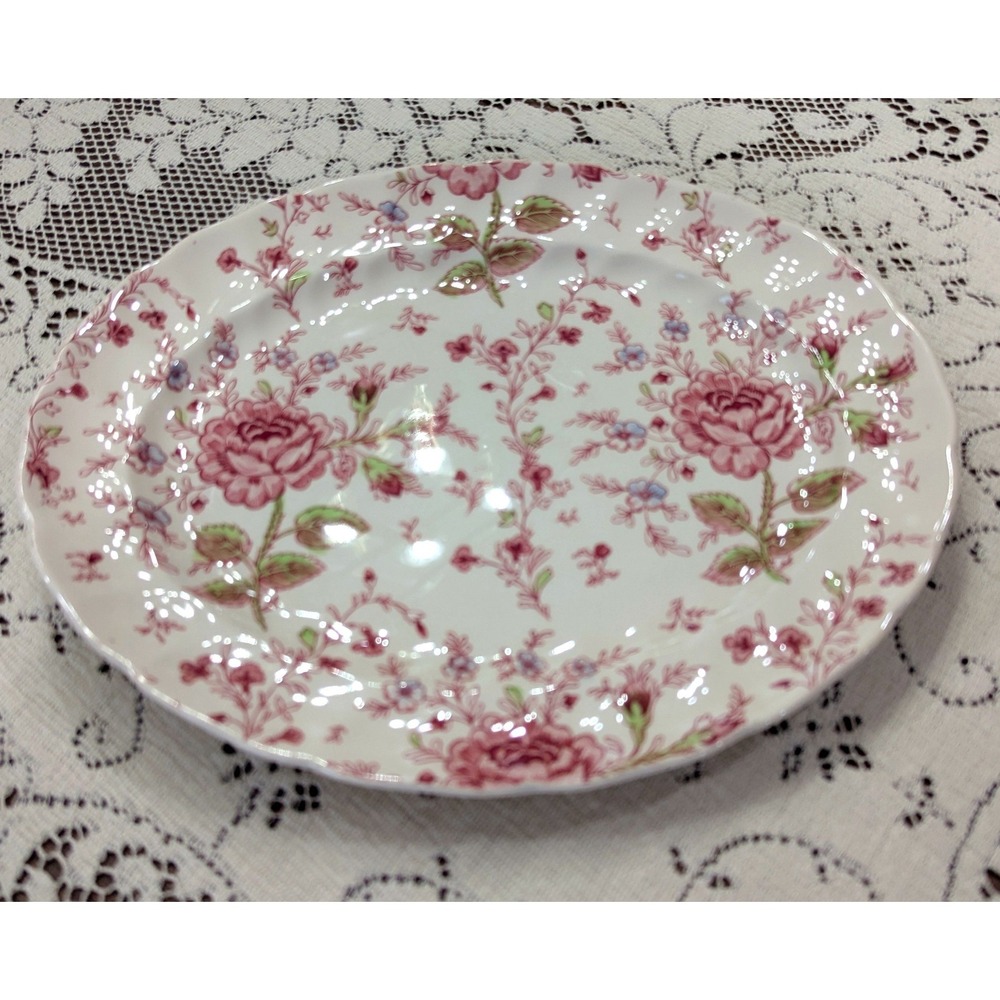 Vintage Platter and Bowl Set Johnson Brothers Rose Chintz Pink Floral Ironstone